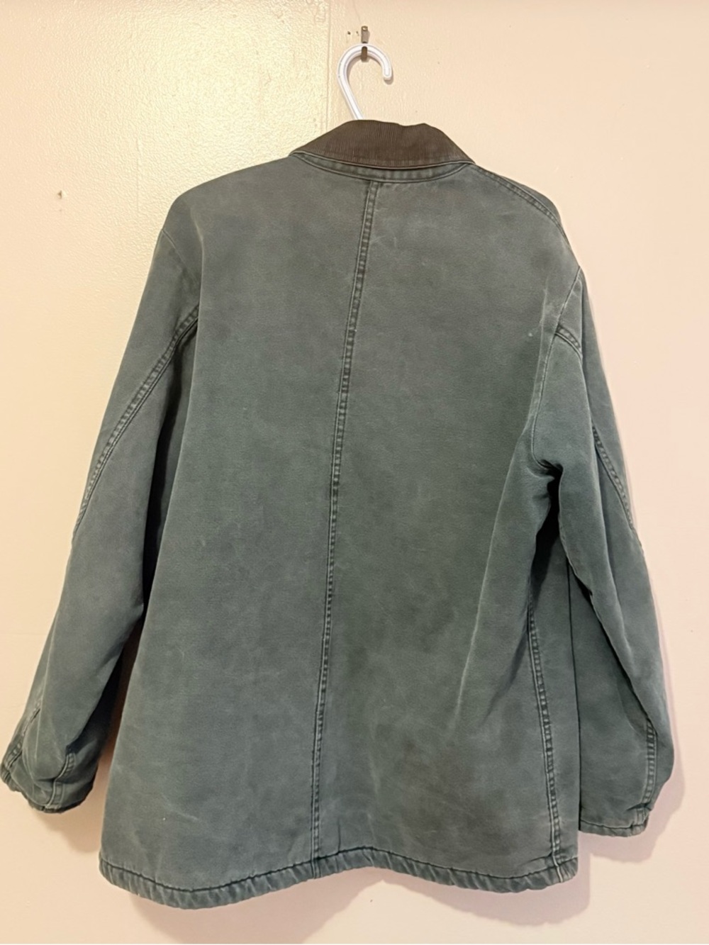 Dickies Olive Green Canvas Work Jacket with Brown Corduroy Collar - Picture 2 of 5